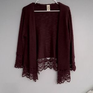 Purple Knit and Lace Cardigan